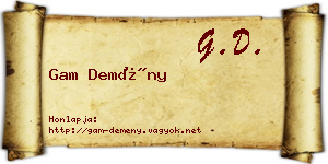 Gam Demény névjegykártya